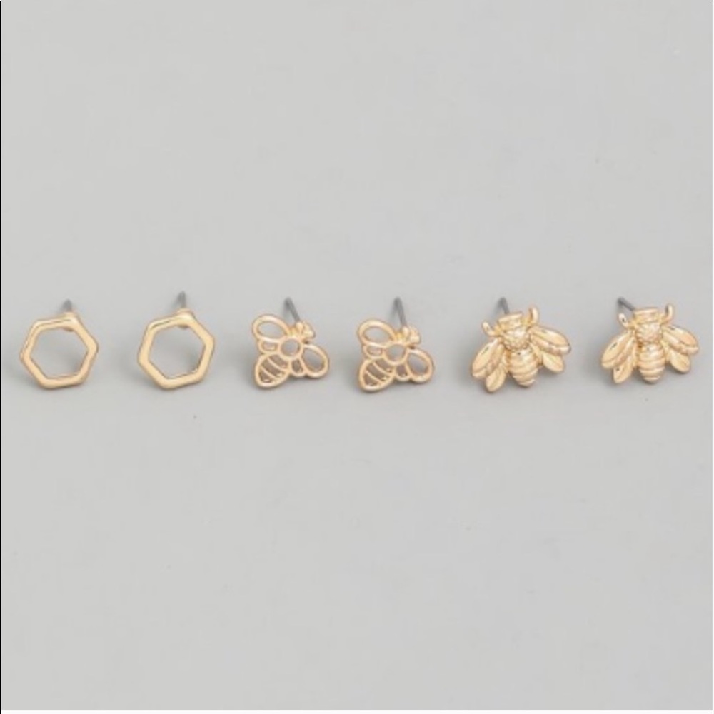 Bumble bee 3 pack stud earrings